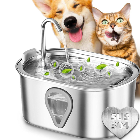 PETSMEN 3.5L Large Capacity Pet Fountain Stainless Steel Metal Water Dispenser Silent Pump Automatic Circulation Visual Window Cat And Dog Water Dispenser
