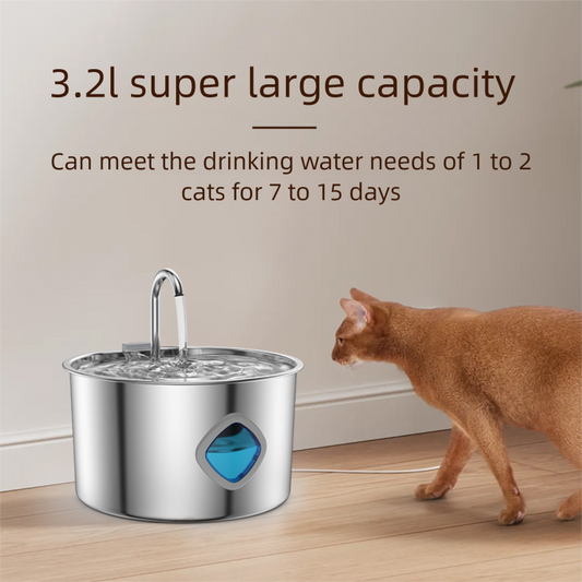 PETSMEN 3.2L 304 Stainless Steel Smart Pet Water Fountain For Cat And Dog Visualization Window Automatic Water Drinking Dispenser