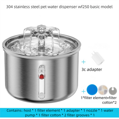 PETSMEN Smart Pet Water Dispenser Stainless Steel Visible Window Cat Automatic Water Fountain Small Flower Fountain Cat And Dog Intelligent Water Feeding