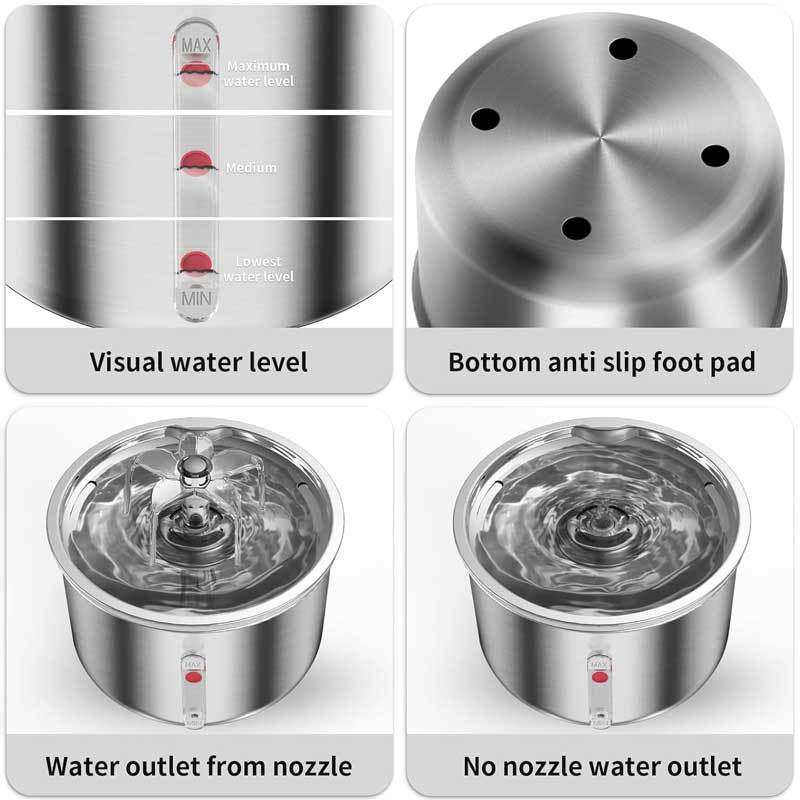 PETSMEN Smart Pet Water Dispenser Stainless Steel Visible Window Cat Automatic Water Fountain Small Flower Fountain Cat And Dog Intelligent Water Feeding