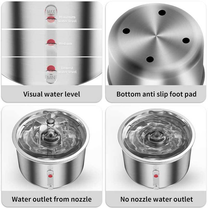 PETSMEN Smart Pet Water Dispenser Stainless Steel Visible Window Cat Automatic Water Fountain Small Flower Fountain Cat And Dog Intelligent Water Feeding