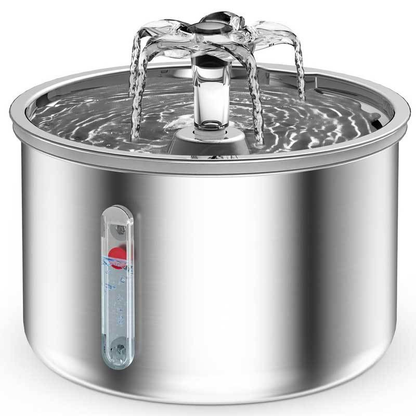 PETSMEN Smart Pet Water Dispenser Stainless Steel Visible Window Cat Automatic Water Fountain Small Flower Fountain Cat And Dog Intelligent Water Feeding