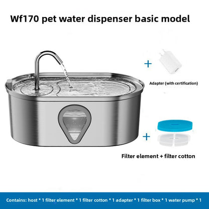 PETSMEN 3.5L Large Capacity Pet Fountain Stainless Steel Metal Water Dispenser Silent Pump Automatic Circulation Visual Window Cat And Dog Water Dispenser