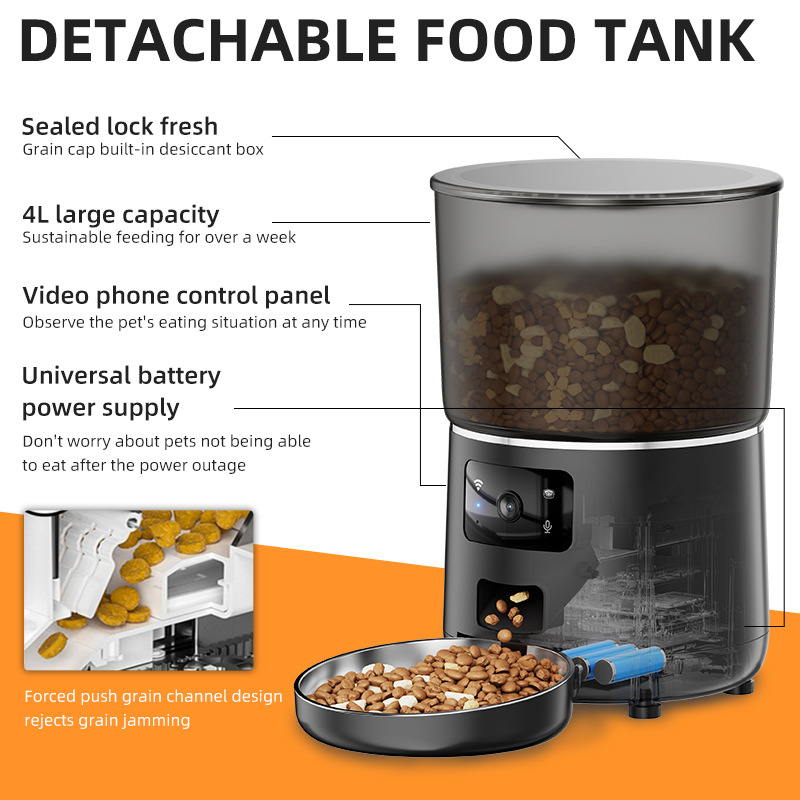 PETSMEN New Smart Pet Automatic Feeder 4L Intelligent APP Cat Food Dispenser Video Model For Feeding Cats And Dogs