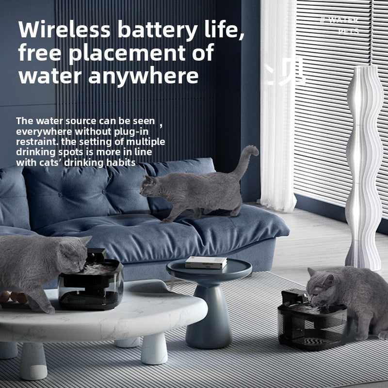 PETSMEN 4.5L Super Large Capacity 5000mAh Battery Intelligent Charging Cat Water Dispenser Dog Bowl Circulation Automatic Filtration Active Electric Water Fountain For Pet