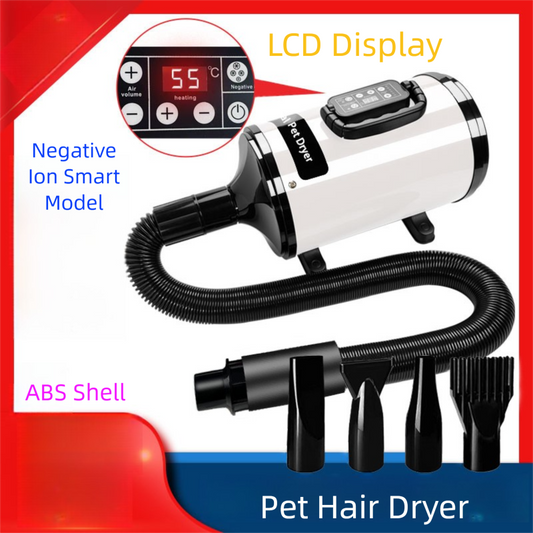 Pet grooming dryer with LCD smart display for real time status monitoring