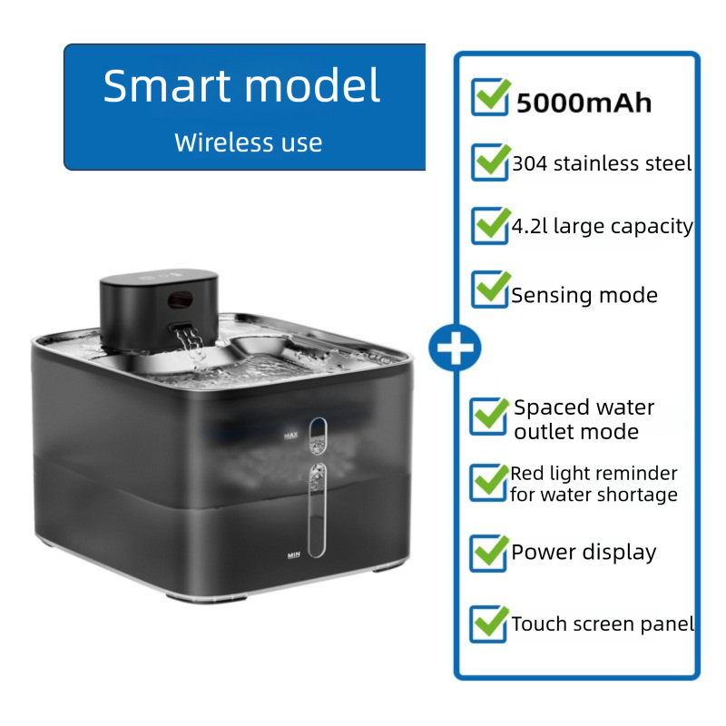 PETSMEN 4.2L 5000mAh Smart Cat Fountain Pet Water Dispenser Stainless Steel Cat Water Dispenser Charging Automatic Circulation Cat And Dog Intelligent Feeding Machine