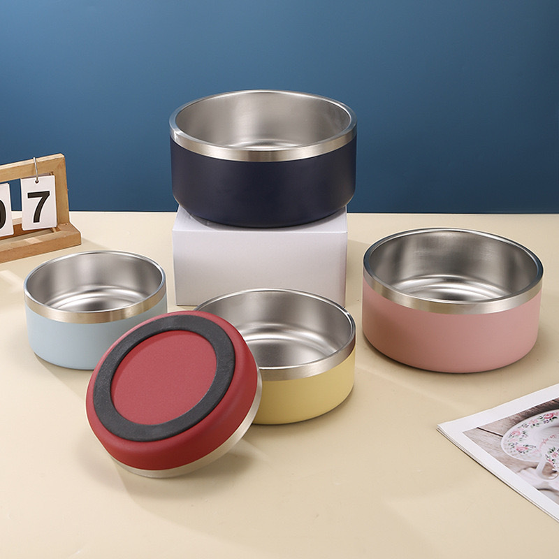 Double layer 304 stainless steel pet bowl for cats and dogs durable food grade design