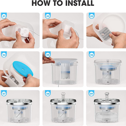 PETSMEN 2L Capacity Smart Pet Water Dispenser Stainless Steel Tray Cat Automatic Water Drinking Fountain For Dog