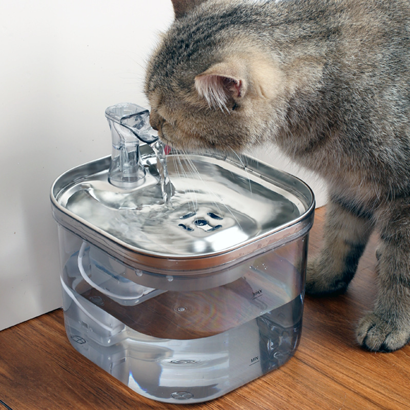 PETSMEN 2L Capacity Smart Pet Water Dispenser Stainless Steel Tray Cat Automatic Water Drinking Fountain For Dog