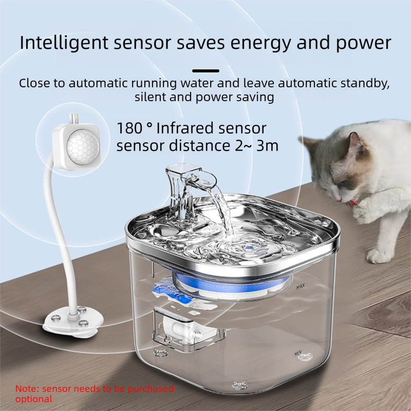 PETSMEN 2L Capacity Smart Pet Water Dispenser Stainless Steel Tray Cat Automatic Water Drinking Fountain For Dog