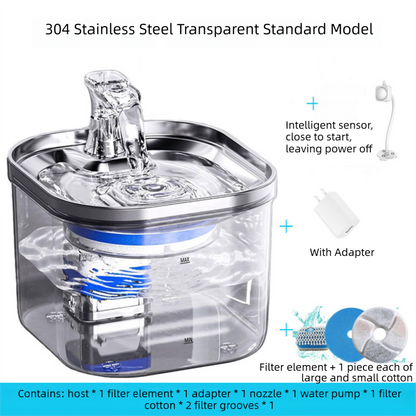 PETSMEN 2L Capacity Smart Pet Water Dispenser Stainless Steel Tray Cat Automatic Water Drinking Fountain For Dog