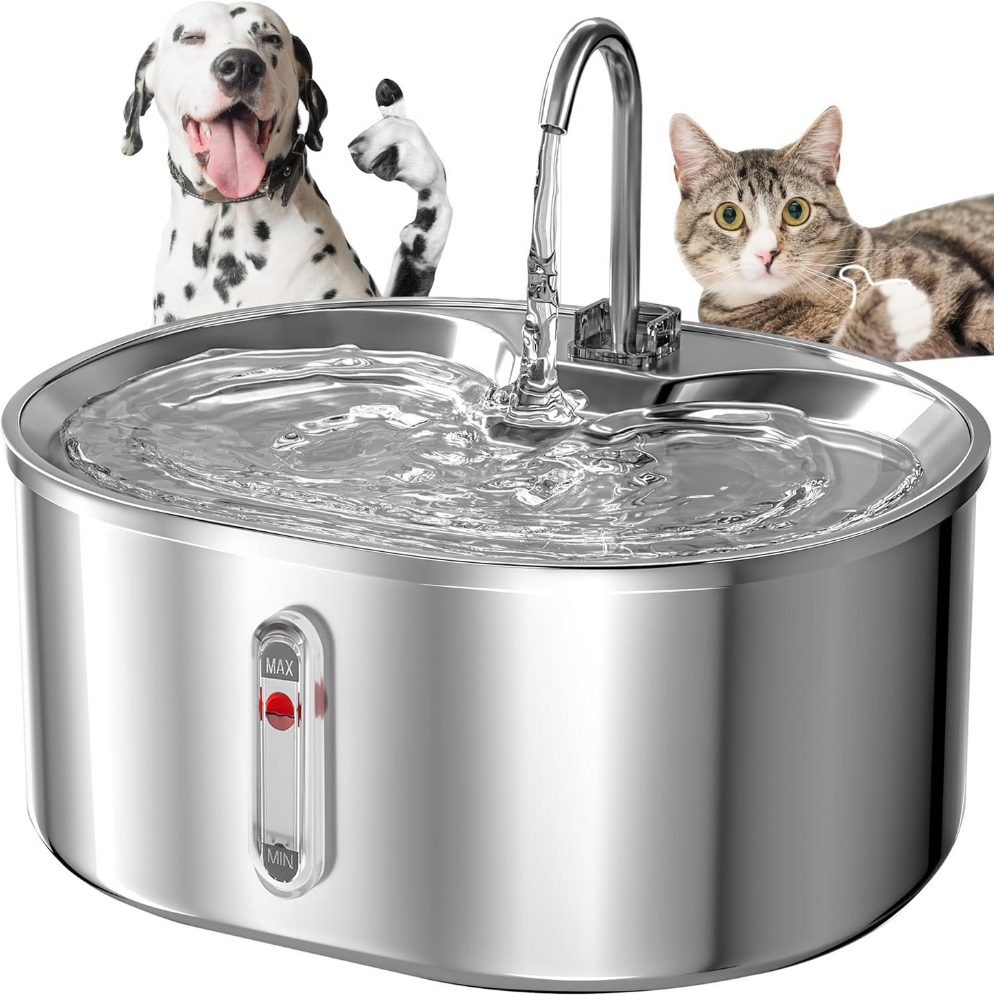 PETSMEN 3.2L Capacity Pet Water Dispenser 304 Stainless Steel Automatic Circulation Cat Fountain For Dog