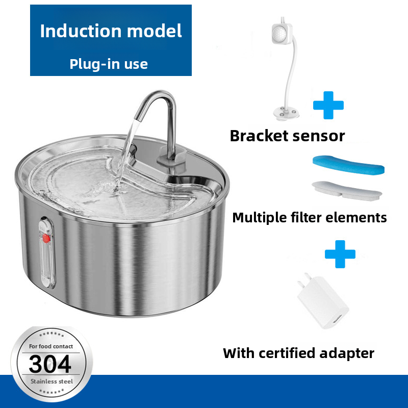 PETSMEN 3.2L Capacity Pet Water Dispenser 304 Stainless Steel Automatic Circulation Cat Fountain For Dog