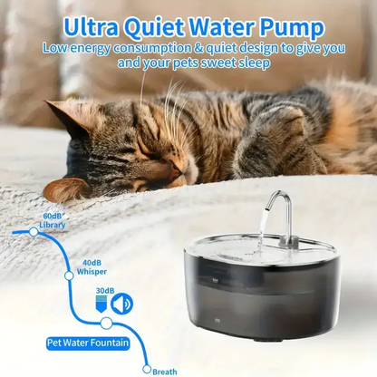 ultra quiet smart pet water fountain operating at low noise level for night use
