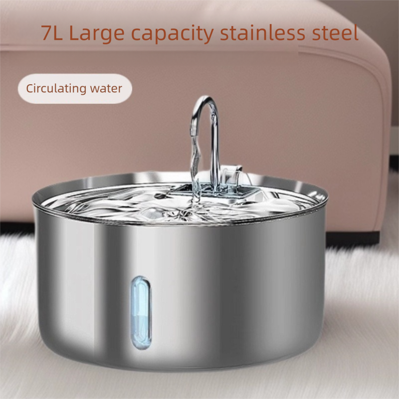 PETSMEN 7L Large Capacity Smart Pet Water Dispenser 304 Stainless Steel Intelligent Automatic Circulation Water Drinking Fountain For Dogs And Cats