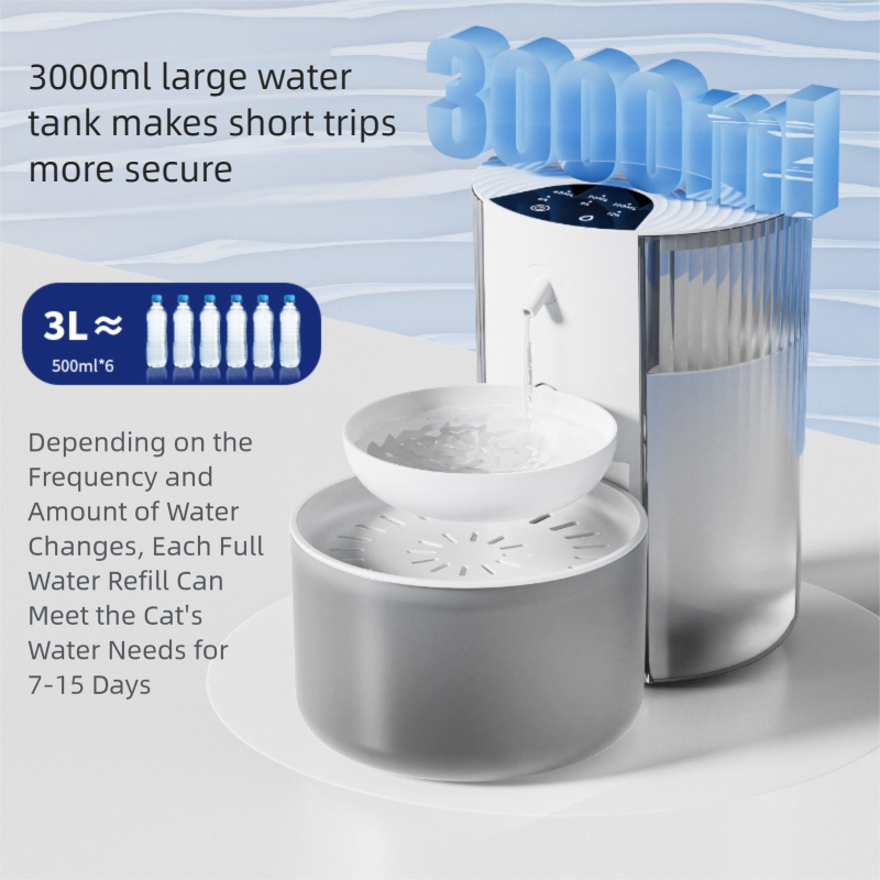 PETSMEN 2000 mAh Wireless Smart Pet Fountain Clean And Dirty Separation 3L Capacity Pouring Type Water Exchange Automatic Water Dispenser For Cat And Dog