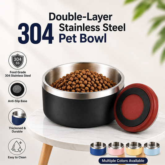 Double-Layer 304 Stainless Steel pet bowl