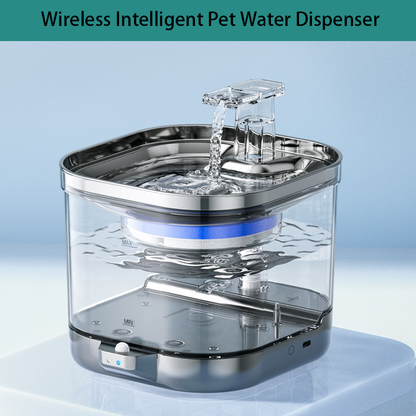 PETSMEN 5000mA Wireless Charging Cat Water Dispenser Intelligent Induction Automatic Circulation Water Fountain Non Plug Pet Stainless Steel Water Dispenser For Dog