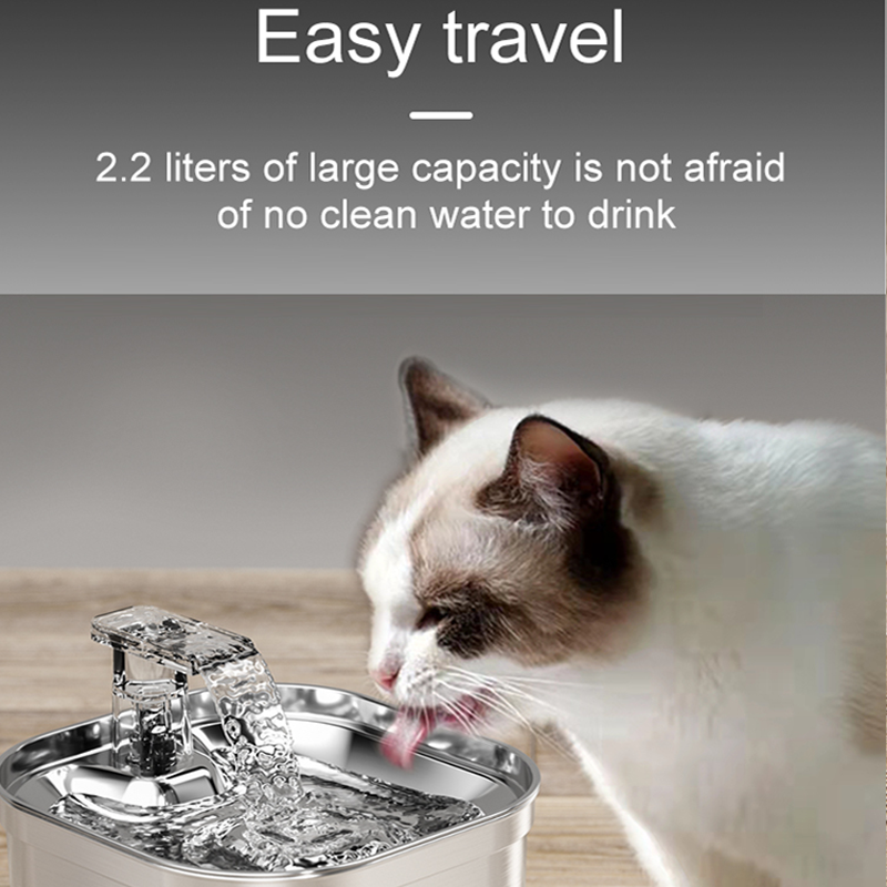 PETSMEN Smart Pet Water Dispenser Square Stainless Steel Automatic Circulation Filtration Fountain For Dog Intelligent Sensing Water Dispenser For Cats