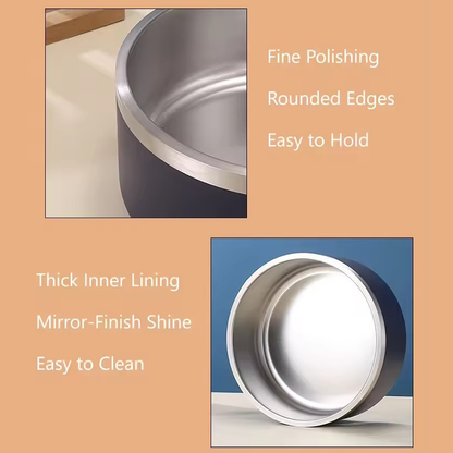 PETSMEN 304 Stainless Steel Pet Food Feeding Bowl Double Layered Thickened With Silicone Bottom Anti-Slip Drinking Water Bowl For Cat And Dog