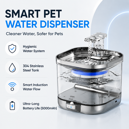 Wireless sensing smart pet fountain with long battery for cat and dog