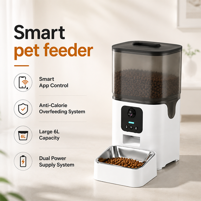 6L Smart Pet Automatic Feeder Timed WIFI APP Remote Control Feeding Machine