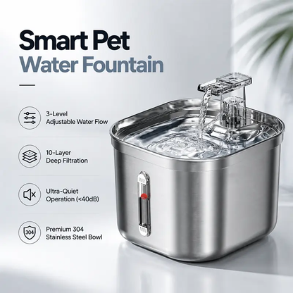 Premium stainless steel pet fountain with bacteria resistant drinking bowl design