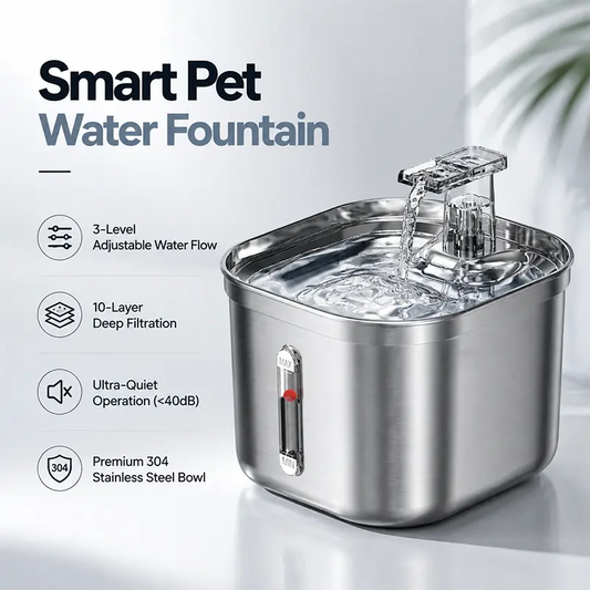 Premium stainless steel pet fountain with bacteria resistant drinking bowl design