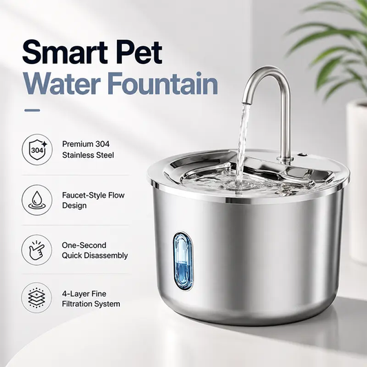 Stainless steel pet fountain with removable design for easy cleaning