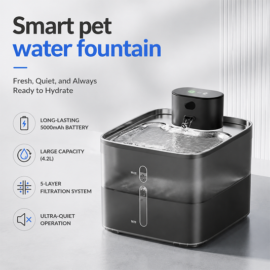 4.2L 5000mAh Wireless Smart Pet Water Fountain With Stainless Steel Tray For Cat And Dog