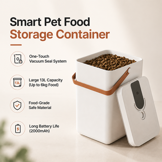 One touch vacuum seal pet food storage container with airtight locking system