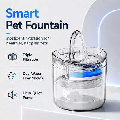 Smart pet water fountain with transparent body