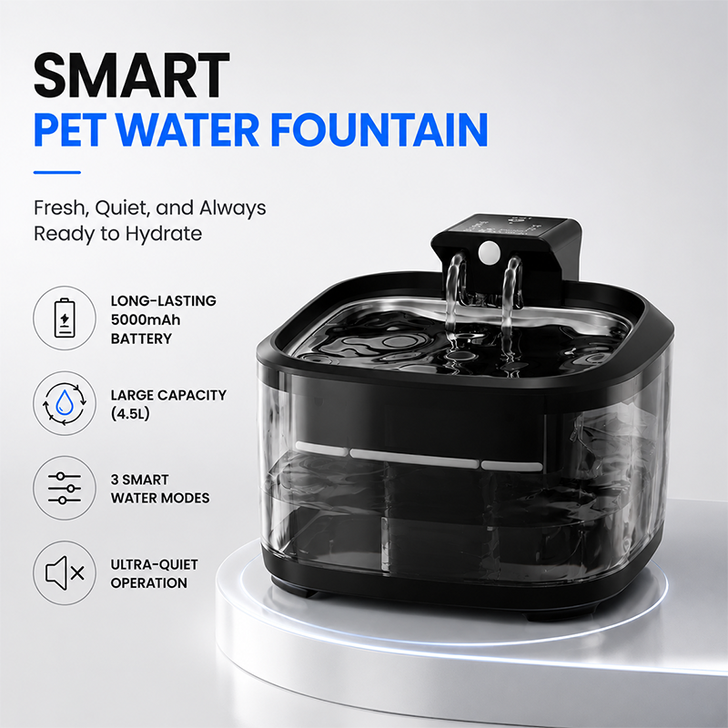 4.5L large capacity wireless pet water fountain for cats and dogs long lasting water supply