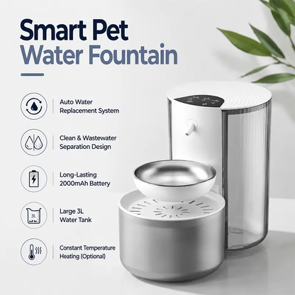 Automatic pet water fountain with clean water separation design