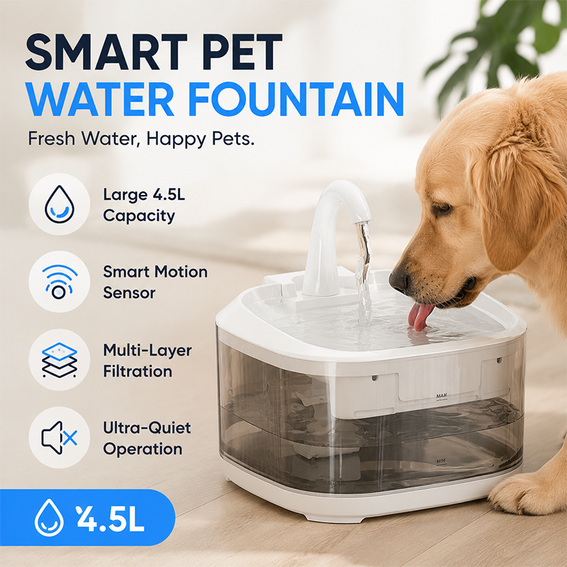 4.5L Large capacity smart pet water fountain for cats and dogs