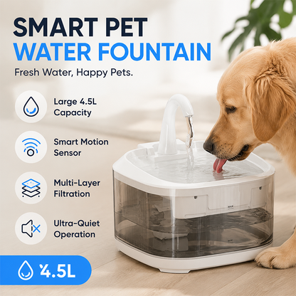 4.5L Large capacity smart pet water fountain for cats and dogs