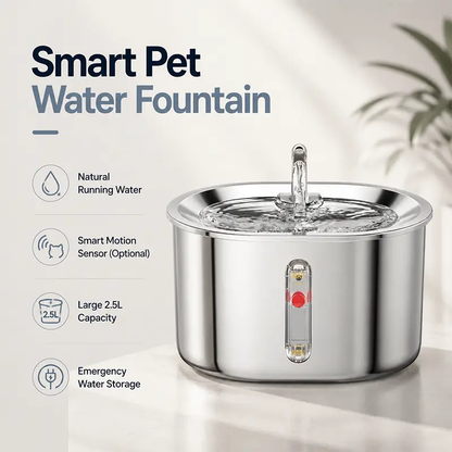 Quiet cat water dispenser with premium stainless steel construction