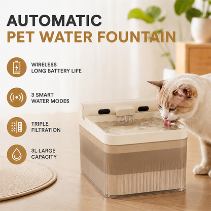 Large capacity smart sensing pet fountain with long battery life for cats and dogs