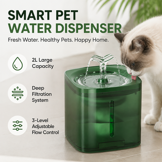 Smart pet drinking fountain with continuous flowing water design