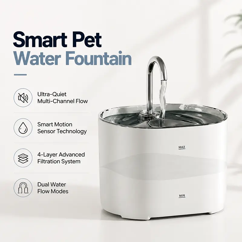 Automatic pet water dispenser with silent pump and healthy drinking water design