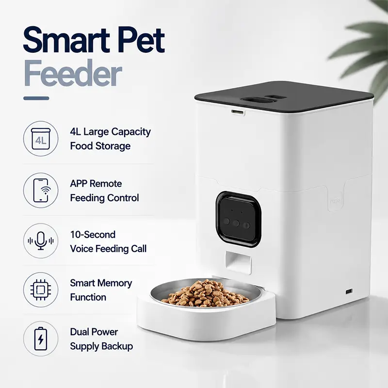 Smart automatic feeder for cats with app controlled meals