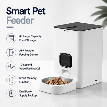 Smart automatic feeder for cats with app controlled meals