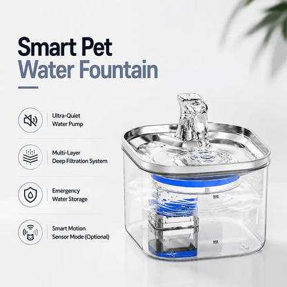 Smart water fountain for cats with hair filtering and impurity removal
