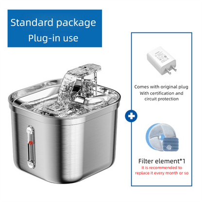 PETSMEN Smart Pet Water Dispenser Square Stainless Steel Automatic Circulation Filtration Fountain For Dog Intelligent Sensing Water Dispenser For Cats