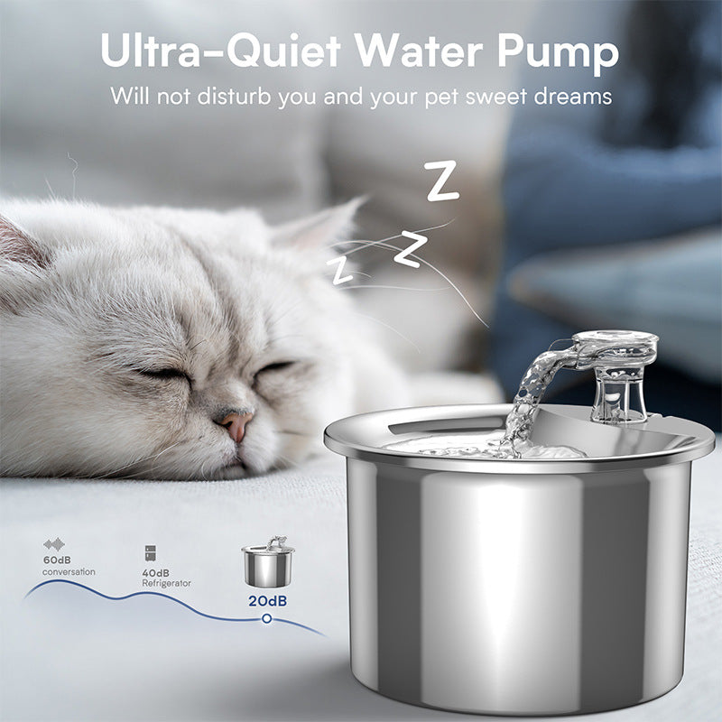 PETSMEN Automatic Smart Pet Water Fountain With 2L Capacity For Cats Intelligent Stainless Steel Water Dispenser With Multi-Filtration System