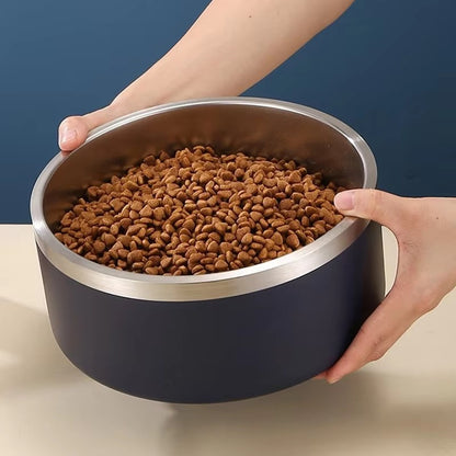 PETSMEN 304 Stainless Steel Pet Food Feeding Bowl Double Layered Thickened With Silicone Bottom Anti-Slip Drinking Water Bowl For Cat And Dog