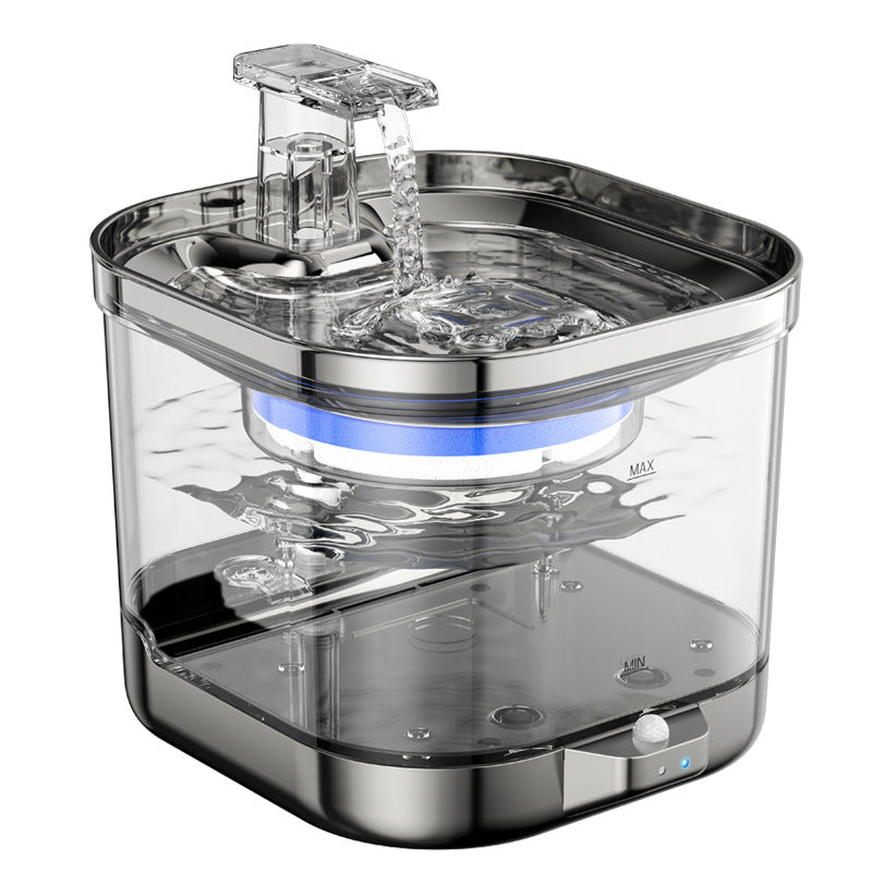 PETSMEN 5000mA Wireless Charging Cat Water Dispenser Intelligent Induction Automatic Circulation Water Fountain Non Plug Pet Stainless Steel Water Dispenser For Dog