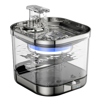 PETSMEN 5000mA Wireless Charging Cat Water Dispenser Intelligent Induction Automatic Circulation Water Fountain Non Plug Pet Stainless Steel Water Dispenser For Dog