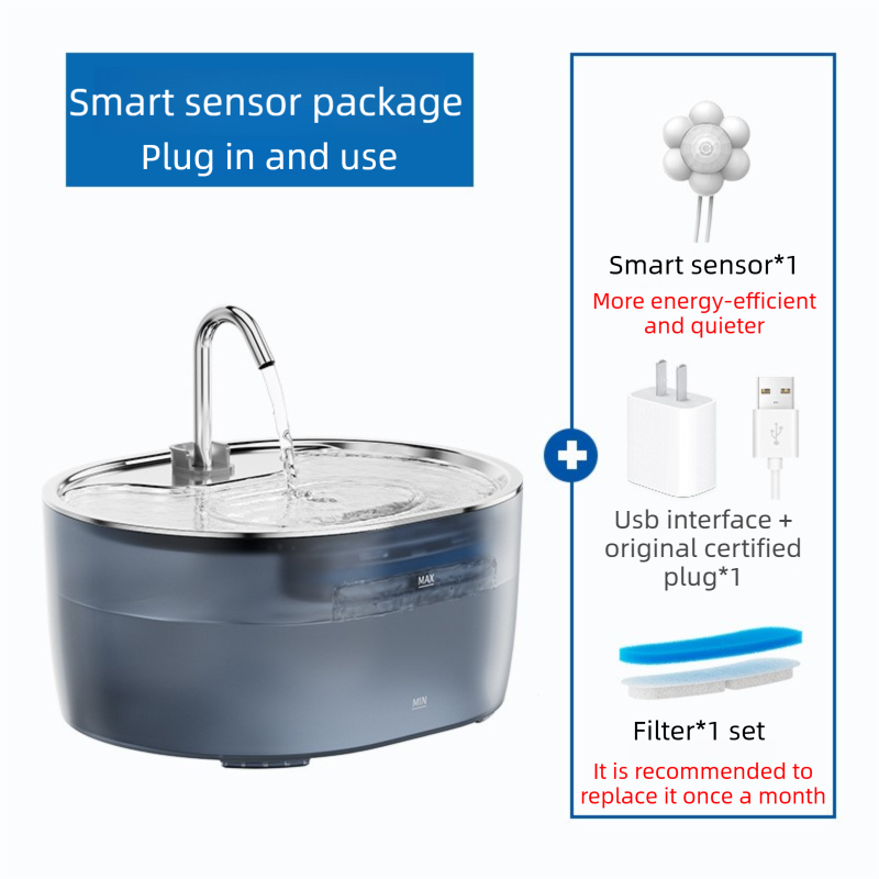 automatic pet water dispenser with smart induction & stainless steel tray